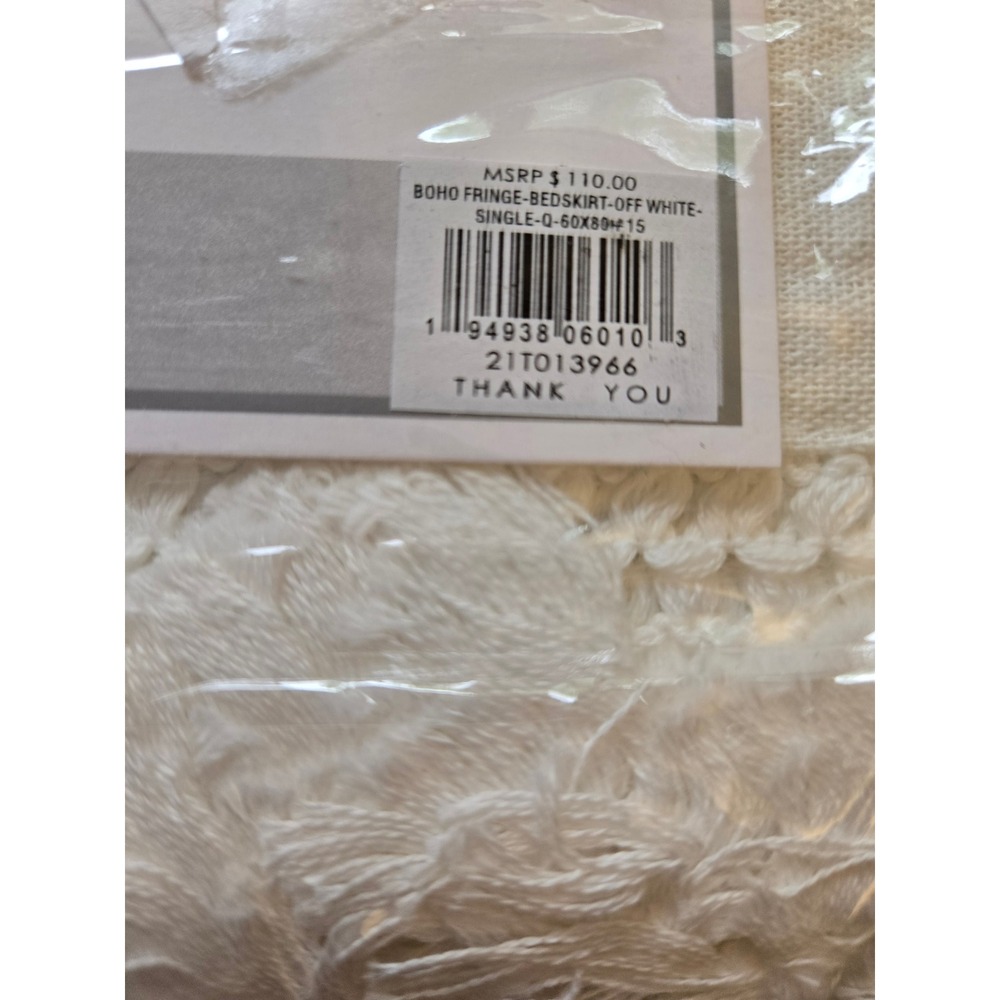 Lush Decor Boho Fringe Bedskirt Queen/King White Textured Skirt New in Package - Picture 3 of 3